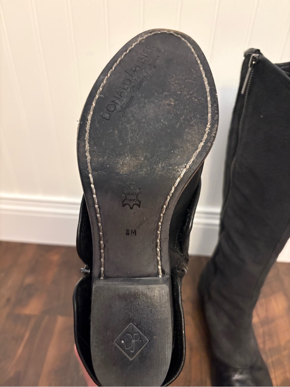 Donald J. Pliner Black Tall Zip-Up Heeled Boots - Picture 7 of 10